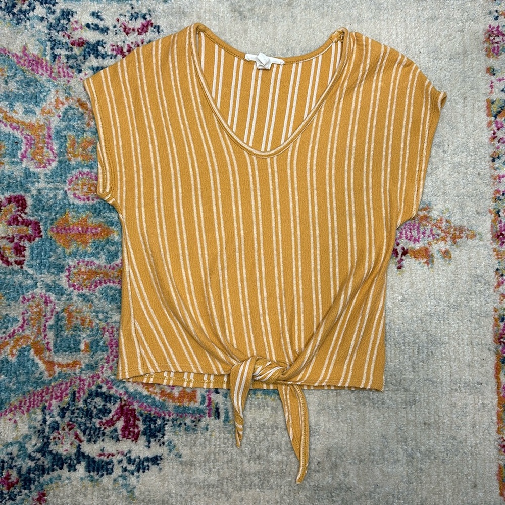 Striped Tie Front Crop Top